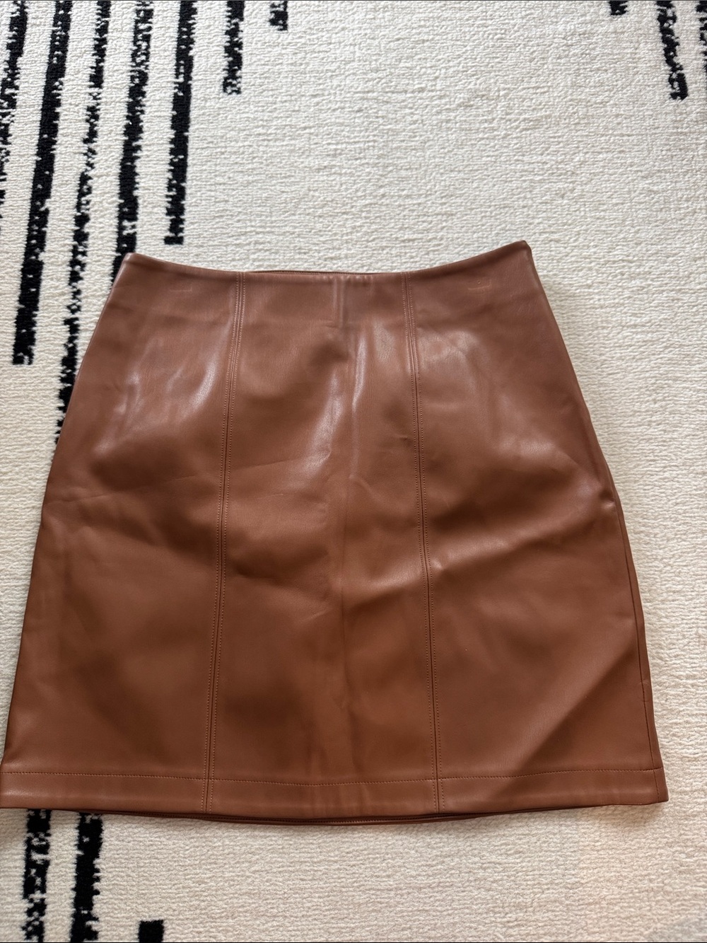 Brown Faux Leather A-Line Mini Skirt